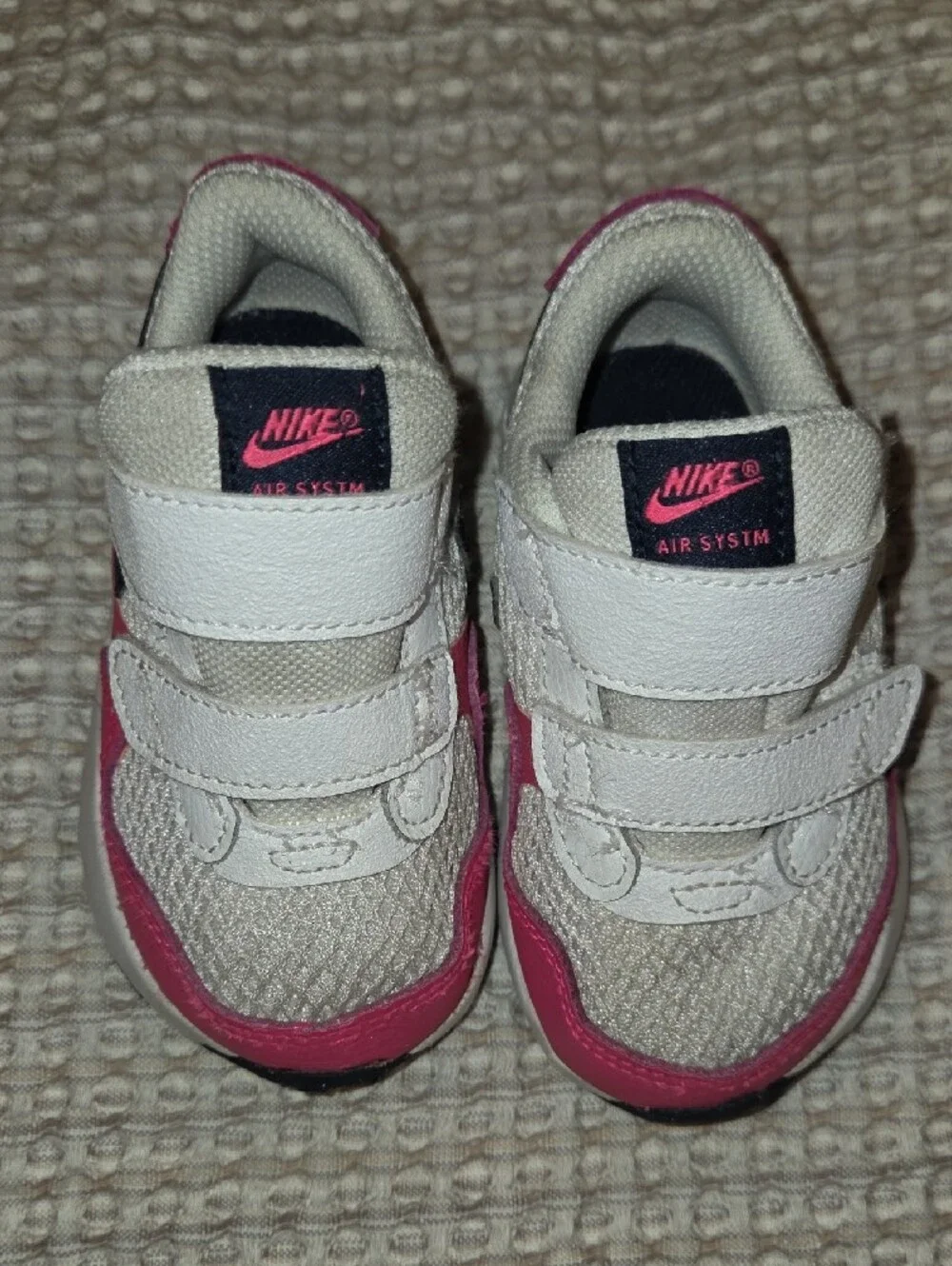 Nike Toddle White and Pink Velcro Air Max Sneakers 5C